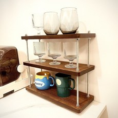 置物架 置物架中古風架子廚房架子辦公桌隔層架工位桌麵收納小書架茶杯架 飄逸家居 H23F, 40*19.5*30三塊板, 1個
