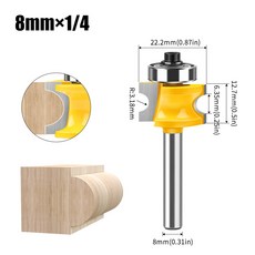 산업 등급 밀링 커터용 하프 라운드 비트 볼록 엣지 목재 엔드 밀 목공 도구 8mm 생크 1 5, 8X6.35