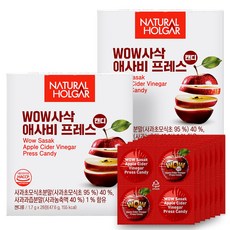 네츄럴올가 유기농 WoW사삭 애사비 캔디 고체 사과식초, 2개, 28정