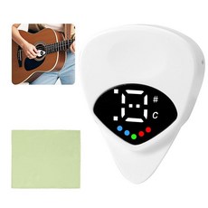 2-in-1 기타 피크 튜너 디지털 튜너 기타 픽 LED 스크린 및 12-ET 정밀 스트링 악기 플렉트럼 튜닝 뮤지션 선물 전기 어쿠스틱 기타 베이스 우쿨렐레용, 2-in-1 기타 피크 튜너, 디지털 튜너 기타 픽,