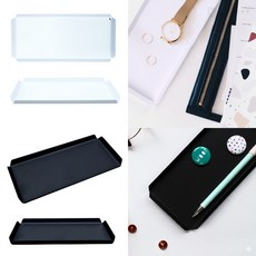 올짱 데스크정리 스틸 펜트레이 데코소품 받침대 문구트레이, 블랙 MW-677