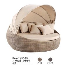 라탄 원형 침대 캐노피 발코니 대형 1.4m 캐노피있음 썬베드 지름 옥상 카바나