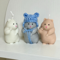 브이 햄스터캔들 (모자포함) 클린코튼 오브제캔들 인테리어캔들 퇴직 집들이선물 초멍, 단품구매, 베이지, 1개