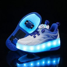 賣場新品24.11.27女童雙輪新款男童暴走鞋帶爆走鞋暴走鞋軲轆鞋青少年溜冰滑輪鞋輪子鞋Heelys燈四輪RVBB, 1個, 雙輪藍色 帶燈*充電,40