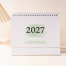 2027년 새 책상 달력 3가지 사이즈(소형 중형 대형) 영어 달력 책 연간 할 일 목록 월간 일일 플래너 시간, 1개, 04 M-Green