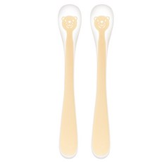Firgi 動物造型幼兒矽膠湯匙, 2入, 小熊(米色)