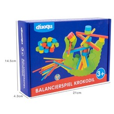 兒童桌遊鱷魚平衡疊疊高積木 鱷魚平衡疊疊樂 木製益智玩具 早教桌遊, 1個, 纸盒微凹(以折扣 内容物正常)
