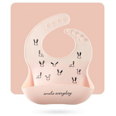 아기 턱받이 실리콘 방수 자기주도 이유식 어린이집 코니 더마더 특허 침받이 무쉬, A타입-핑크토끼, 1개