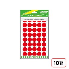 유니온)원형스티커 301/16mm, 적색(M320726) 8매입 10개