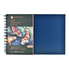 Speedball Art Products 핸드 17.8 x 25.4cm(7 10인치) 필드 수채화 아티스트 저널 하드커버 24장 드로잉 페이퍼 북 25.4