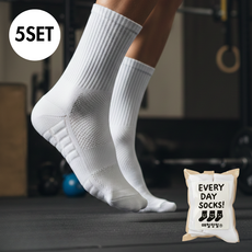 데일리 와플 쿠션 스포츠 양말 크로스핏 러닝 남성 여성 5켤레, 1세트, 화이트