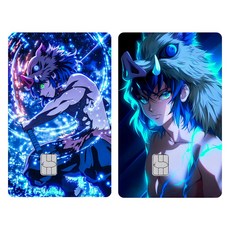 귀멸의칼날 카드스티커 카드커버 체크카드 신용카드 카드스킨 귀칼 카드커스텀, 1세트, 이노스케(B)