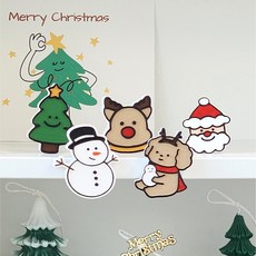 크리스마스 석고 방향제 DIY 색칠키트 트리 루돌프 산타 만들기 세트, 자석, White Musk