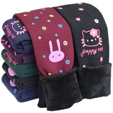 【秋冬兒童保暖褲子】秋冬女童加絨加厚卡通印花打底褲保暖褲 七彩棉一體褲