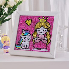 DIY 키링 재료 십이간지 벽시계 액자 열쇠고리 만들기, 1개, 레드 유니콘 소녀