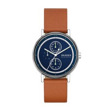 Skagen 남성용 시그니처 쿼츠 아날로그 시계 스테인리스 스틸 및 스테인리스 스틸 메쉬 색상: 블랙/블랙 (모델: SKW6579), 브라운/실버/블루 다기능