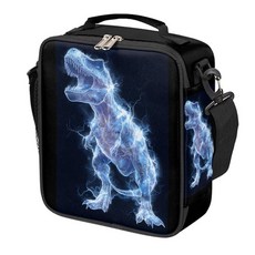 Cfpolar 스컬 스케이트보드 런치 박스 남아 여아용 단열 백 재사용 가능한 미니 쿨러 토트 박스 보온 식사 키트 어깨 스트랩 포함 직장 학교 피크닉용 173554, C-Animal 라이트닝 공룡 1