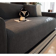 Tixpra 사계절 먼지없는 고탄력 와플 소파커버 전방위 + 자체제작 고정 스펀지, 1개, 블랙