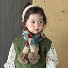 賣場新品兒童圍巾可愛圍巾高顏值圍巾防風保暖日係兒童圍巾秋冬季女童交叉針織毛綫寶寶圍脖男童護頸防風保暖潮