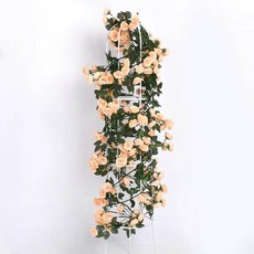 台灣出貨 180CM 69頭玫瑰紅人造花串聖誕花環婚禮生日家居房間裝飾花園拱門DIY假植物藤蔓, 香檳, 1個