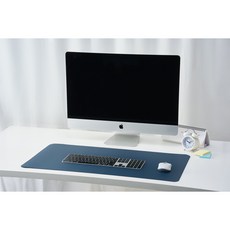 할로마인 데스크매트 장패드 가죽 책상매트, 딥블루