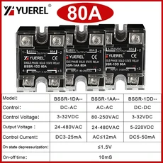 10A 25A 40A 60A 80A 100A 120A 단상 SSR DC 제어 AC DC 제어 DC AC 제어 AC 솔리드 스테이트 릴레이, 01 현재 범위 3, 06 80A