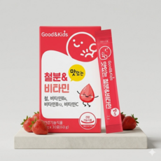 성장기 어린이 철분 비타민C 비타민B 맛있는 딸기맛 건강 스틱 영양제, 2g, 1개