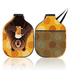 CUTHOLLOW 로프 지퍼가 있는 심플한 패턴 피클볼 패들 커버 2개 20 x 30cm 7.8 11.8인치 네오프렌 방수 긁힘 방지 세탁기 세탁 가능한 라켓 보호 가방 표준, 곰