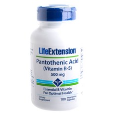 LIFE EXTENSION 泛酸素食膠囊 500mg, 1個, 100顆