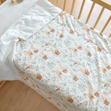 寶寶夏涼被新生嬰兒竹纖維冰絲涼感蓋被幼兒園兒童午睡空調被蓋毯, 花籃兔子