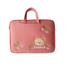 레이블링 예쁜노트북가방 손잡이 14인치 15인치 16인치 lg그램노트북가방 삼성노트북가방 14인치 15인치 노트북파우치 여성노트북가방 태블릿가방 노트북케이스 아이패드프로케이스, 핑크 곰돌이, 1개