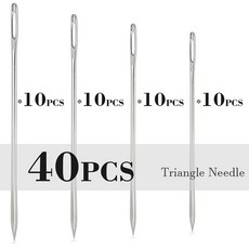 수제 가죽 바느질 가정 DIY 용품 파인트 프리즘 무딘 공예 라운드 스틸 스테인레스 바늘 헤드 핸드, Triangle 40PCS, 한개옵션1