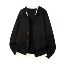 仿羊毛衣針織毛衣男女款休閒保暖內搭上衣長袖重磅圓領加厚韓版套頭寬鬆防風防寒彈性柔軟親膚針織上衣, M建議體重45-60公斤, 黑色