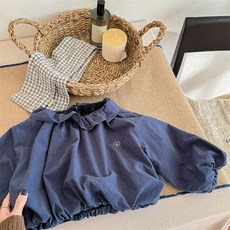 女童寬版襯衫 韓版蝙蝠袖水洗棉襯衣