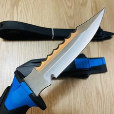 潛鯨 漁獵刀 魚獵刀 潛水刀 水肺潛水 自由潛水 專業漁獵裝備, 藍黑,含刀套綁腿