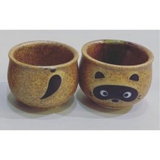 日本製 狸貓清酒杯 粗釉酒器 傳統日式風格, 杯（男の子）55*41mm/53ml, 1個