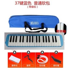 附發票 口風琴 兒童口風琴吹管吹嘴中小學生32鍵37鍵口風琴成人口吹琴大口琴樂器, 37鍵藍色 普通軟包【不帶教材】, 1個