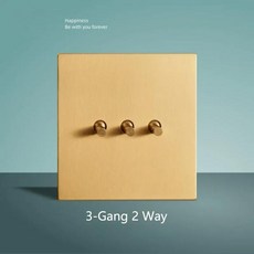 벽 빛 스테인레스 스틸 패널 토글 스위치 빈티지 순간 금장 14 갱 2 웨이 거실, 3-Gang 2 Way Switch, 3) 3Gang 2 Way Switch