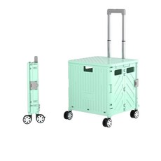 便攜折疊購物車 四輪萬向輪 可調高度, 500 410 390mm分體蓋飛機輪四輪果綠色大號, 1個