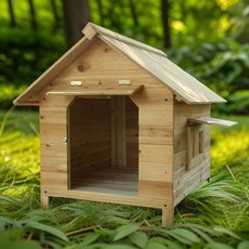 원목강아지집 실외견보온 방수 대형견, S, 1개, 없음 단일 차양