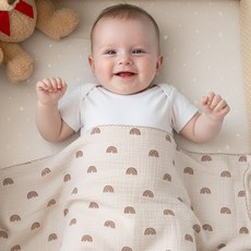 유아 이불 신생아 아기 순면 여름 신생아 이중 거즈 블랭킷, 레인보우