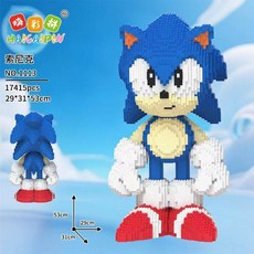 串聯積木大款積木 小火龍恐龍傑尼龜鳴人卡卡西財神爺音速小子 KT貓玩具積木台灣現貨, 1個, 1113音速小子17415片+槌超取限1