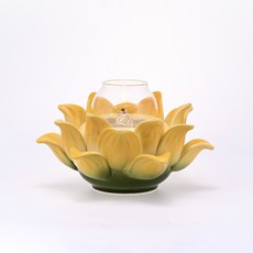 手工瓷蓮花油燈組 - 大 (共9色), 黃色, 1個