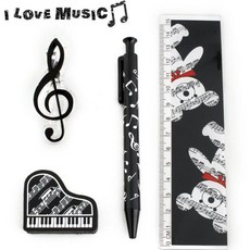 Nice Sound MusSic 音樂主題文具組 尺 自動筆 橡皮擦 譜夾, 1個