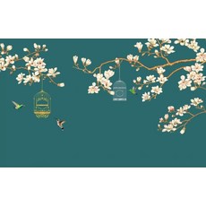 목련 꽃과 새 풍경 벽지 벽화 홈 장식 벽 종이 거실 스티커, 3. 27366701