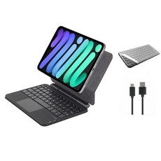 케이스나라 아이패드 미니7 A17 Pro / Mini 6 세대 호환 매직 블루투스 키보드 케이스 커버 한국어, 1개, 블랙