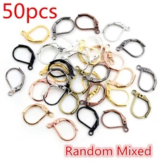30-50 개/몫 15*10mm 실버 골드 프랑스어 레버 귀걸이 후크 와이어 설정 기본 고리 DIY 쥬얼리 만들기, 11 Mix 50pcs