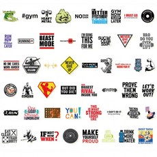 노트북스티커 레터링 헬스 노트북 캐리어 방수 스티커 50장 세트 노트북꾸미기, 단품