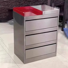 스텐 커트 서랍장 정리대 미용실 서랍형 보관함 캐비닛, 1개, 레드 상단 실버 도구 캐비닛