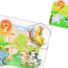 하하샵 베베꼭지퍼즐 야생동물 원목퍼즐